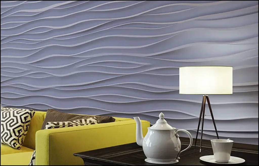 Объёмные панели в гостиной открытой планировки