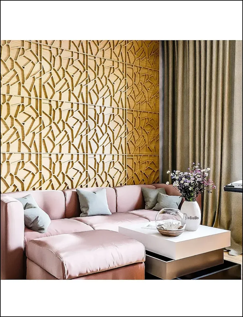 3D стеновые панели за диваном