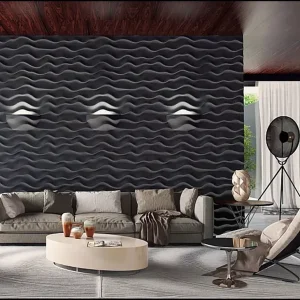 Modern decorative gypsum wall covering in an elegant interior.