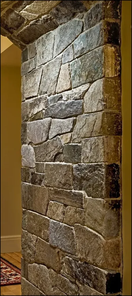 Decorative stone finish in a stylish entrance hall.