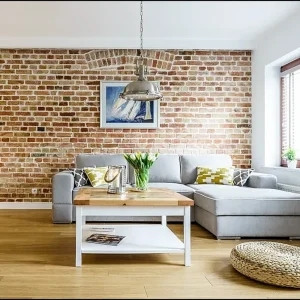 White gypsum brick wall in a modern bedroom.