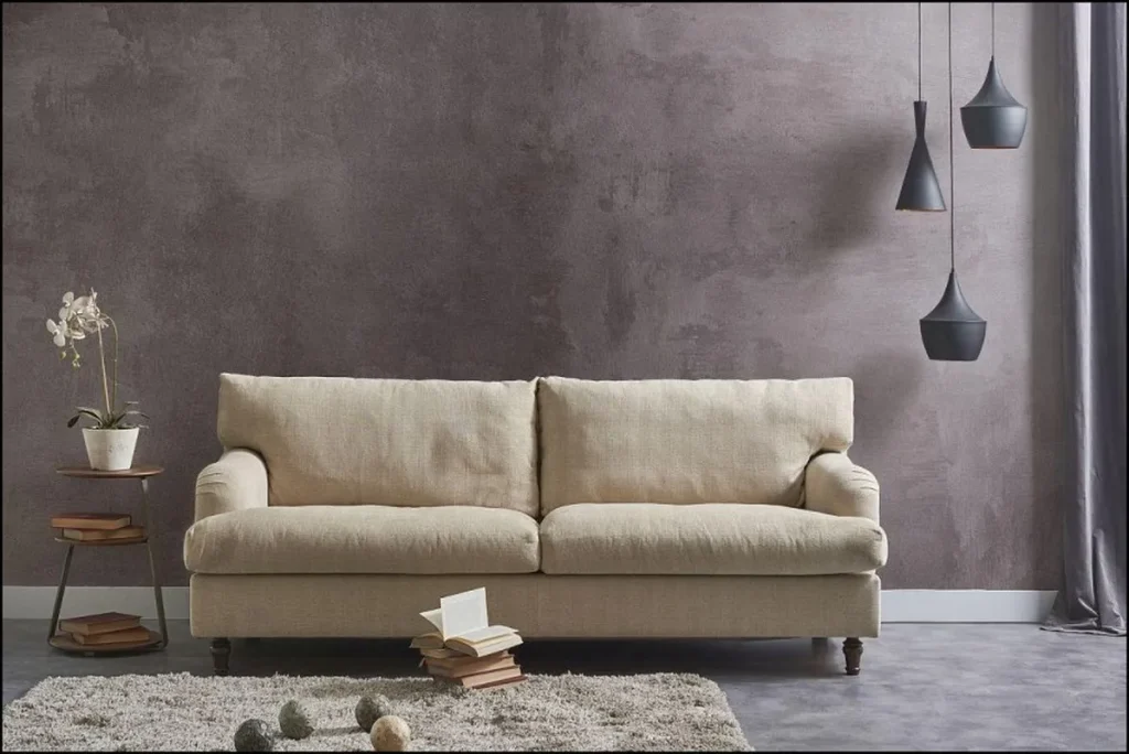 Concrete-effect wall in a modern residential interior.