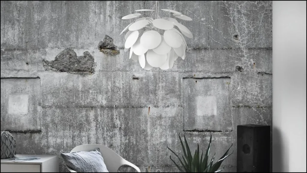 Minimalist interior featuring a decorative concrete wall.