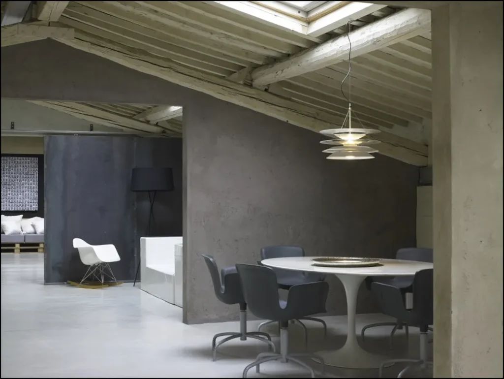 Decorative concrete wall in a modern interior.