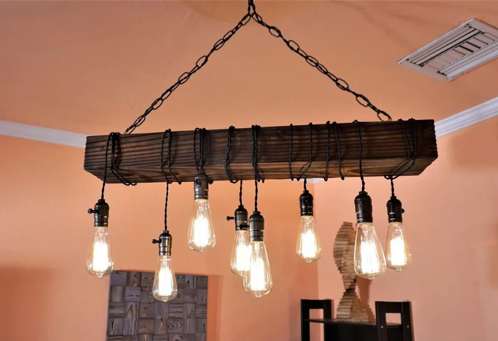 Modern interior with decorative loft lighting.