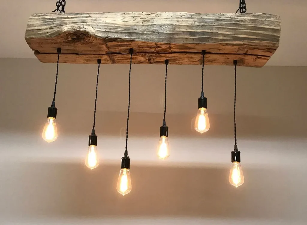 Loft-style light fixture in a contemporary home.