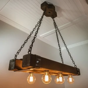 Decorative metal pendant light in a modern interior.