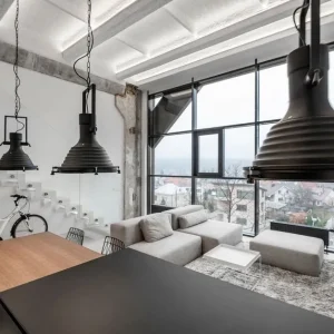 Modern interior showcasing loft-inspired lighting.