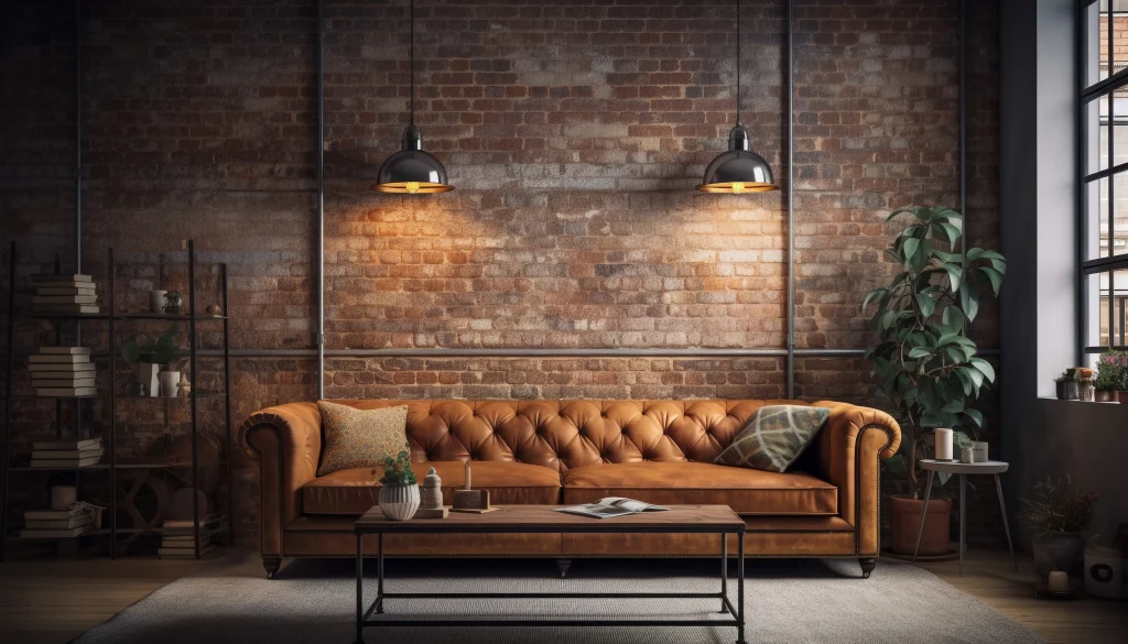 Vintage industrial wall sconce mounted on an accent wall.